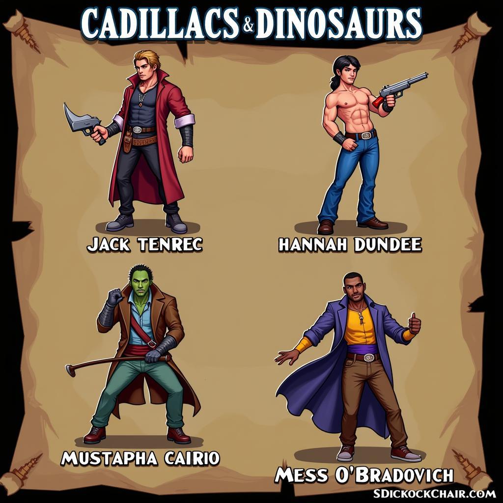 Cadillacs and Dinosaurs APK Character Selection Screen