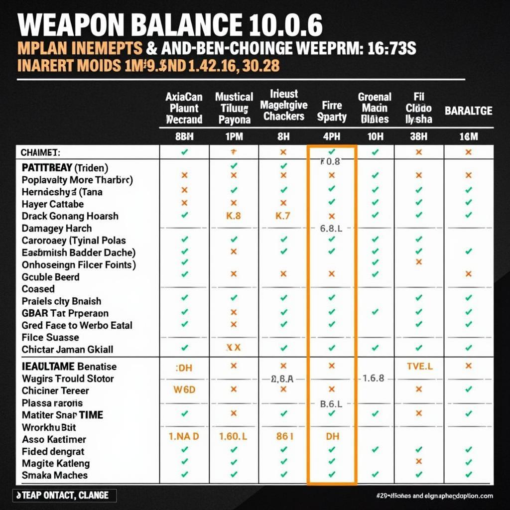 Call of Duty Mobile 1.0.0.6 Weapon Balance Chart