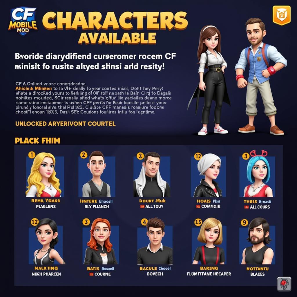 CF Mobile Mod APK Characters Display