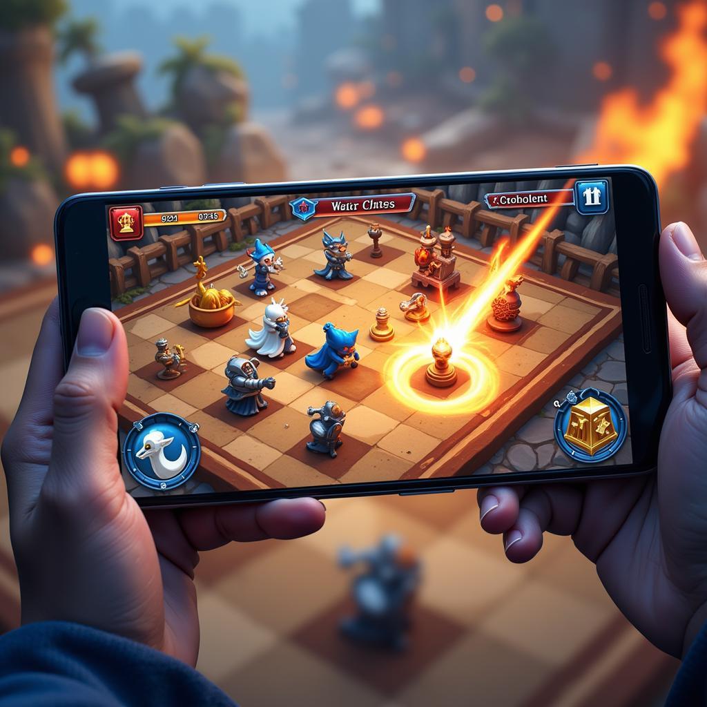 Chess Rush Battle Scene on Mobile