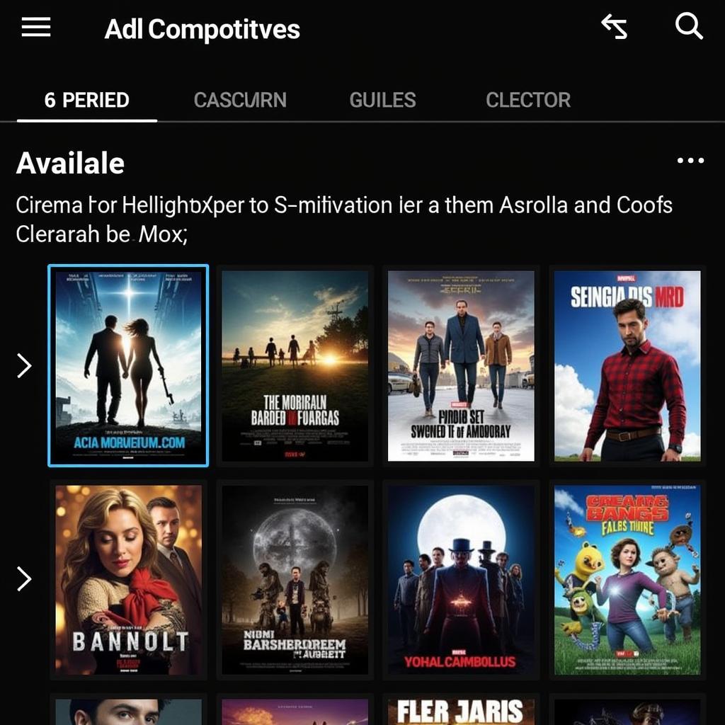 Cinema Box HD APK Movie Selection Screen