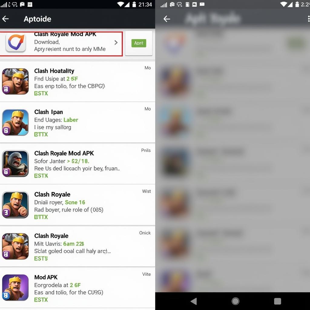 Downloading Clash Royale Mod APK on Aptoide