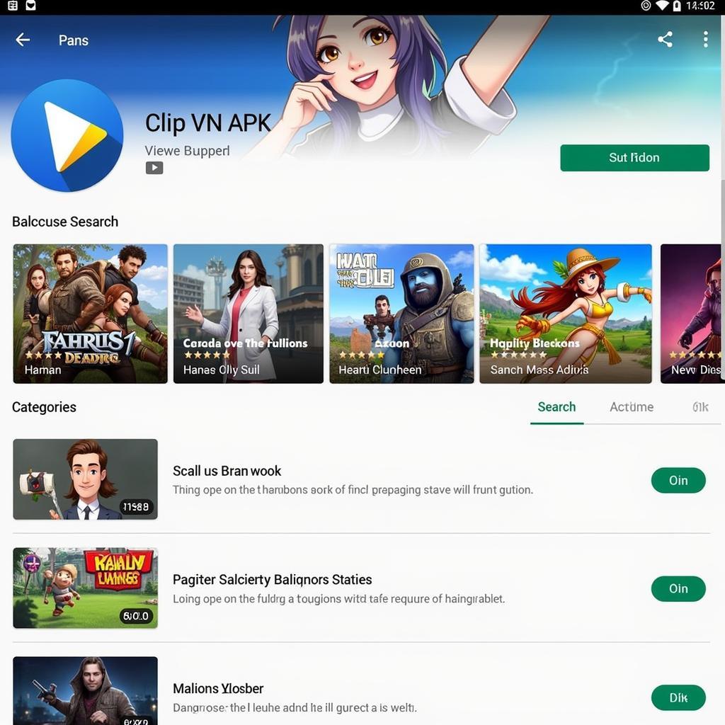 Clip VN APK Mobile Gaming Interface