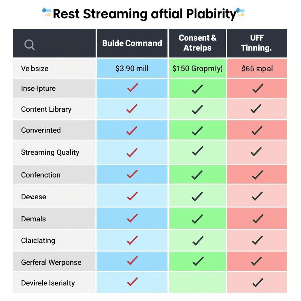 Comparison Table of Streaming Platforms