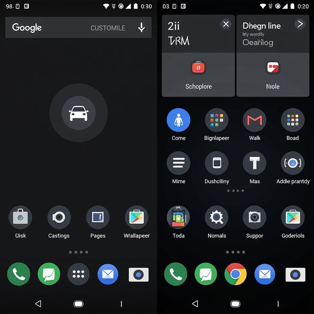 Customized Android Homescreen with Dark Icon Pack