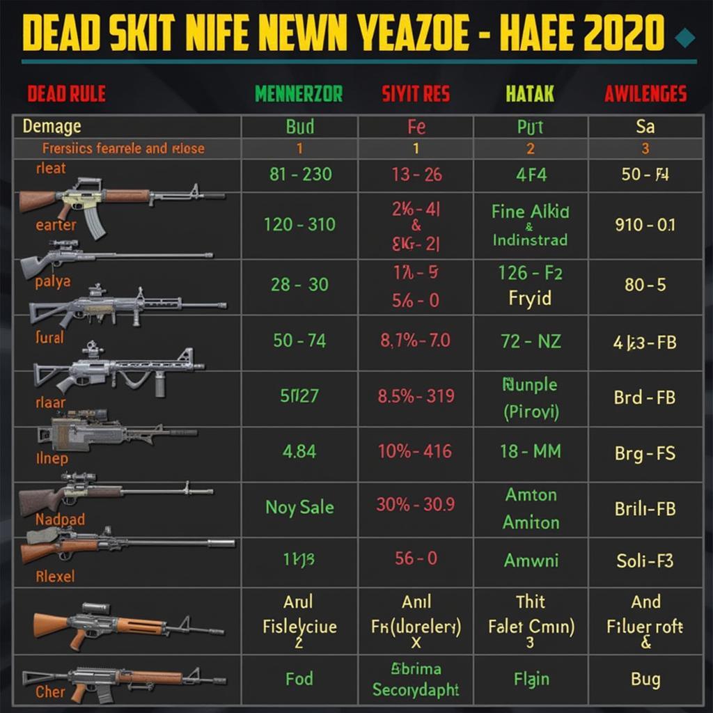 Dead Zombie Mod APK Weapon Comparison Chart