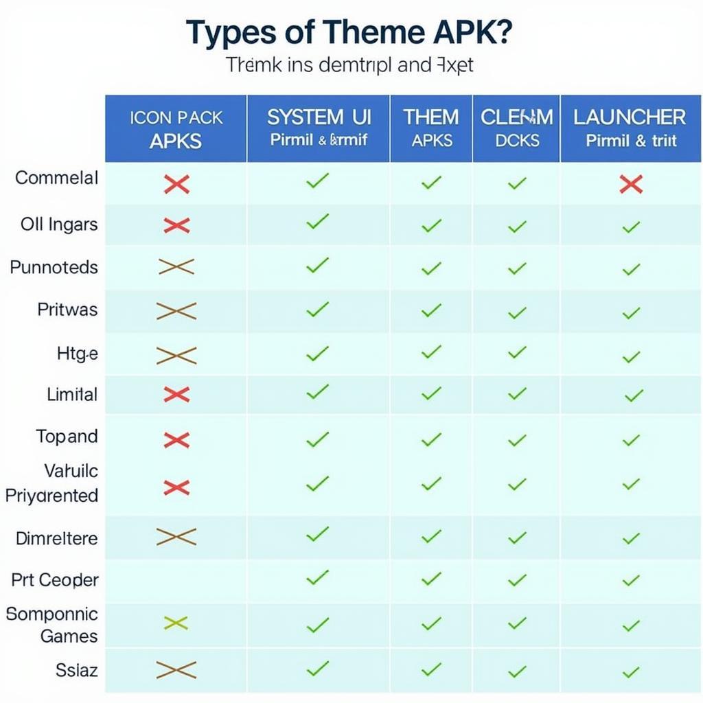 Different Types of Theme APKs Comparison