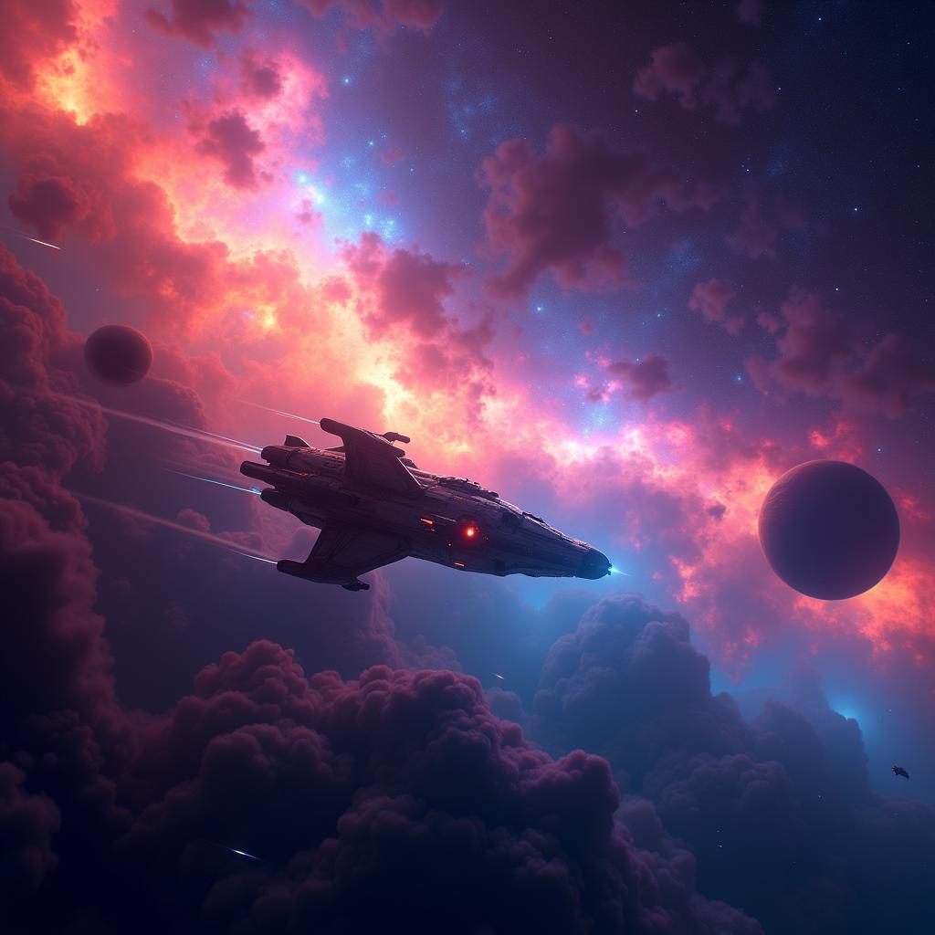 Exploring nebulae in a space simulator APK