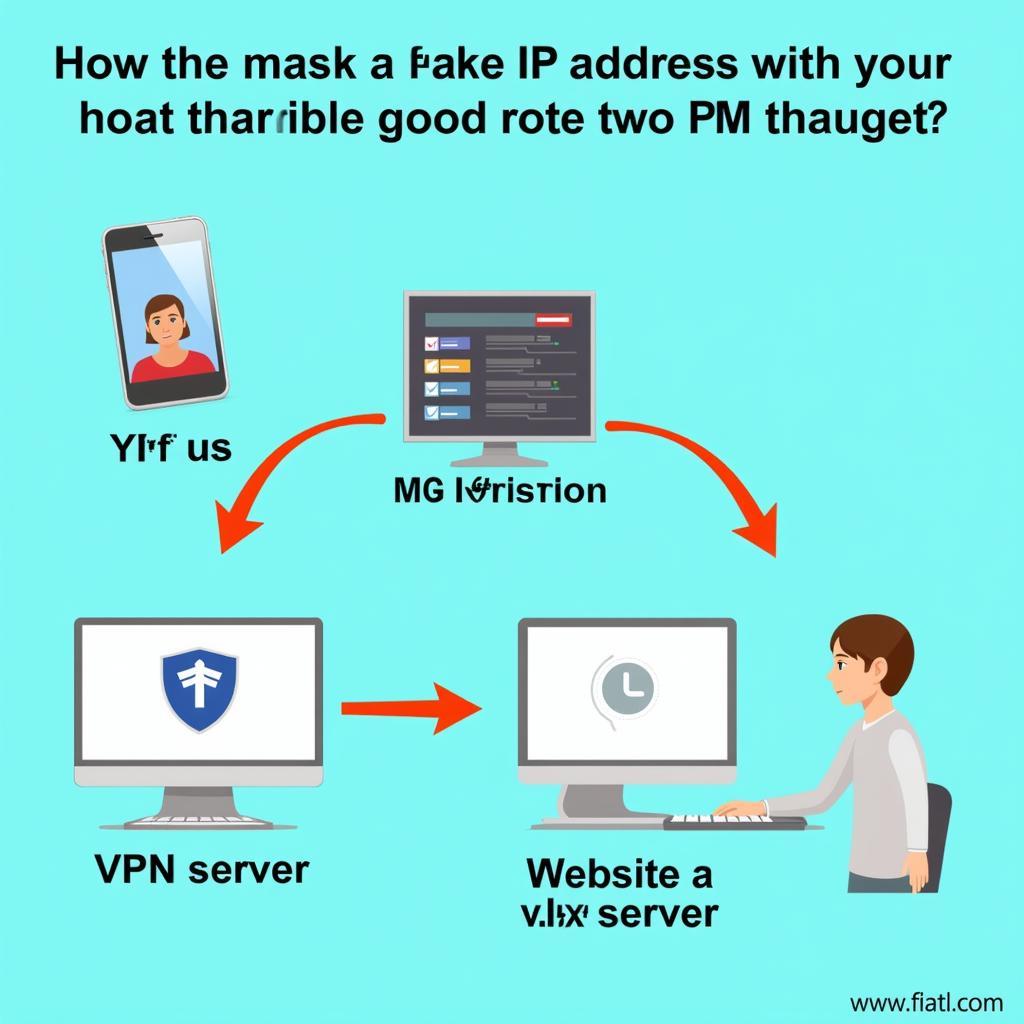 Diagram illustrating how a fake IP app works