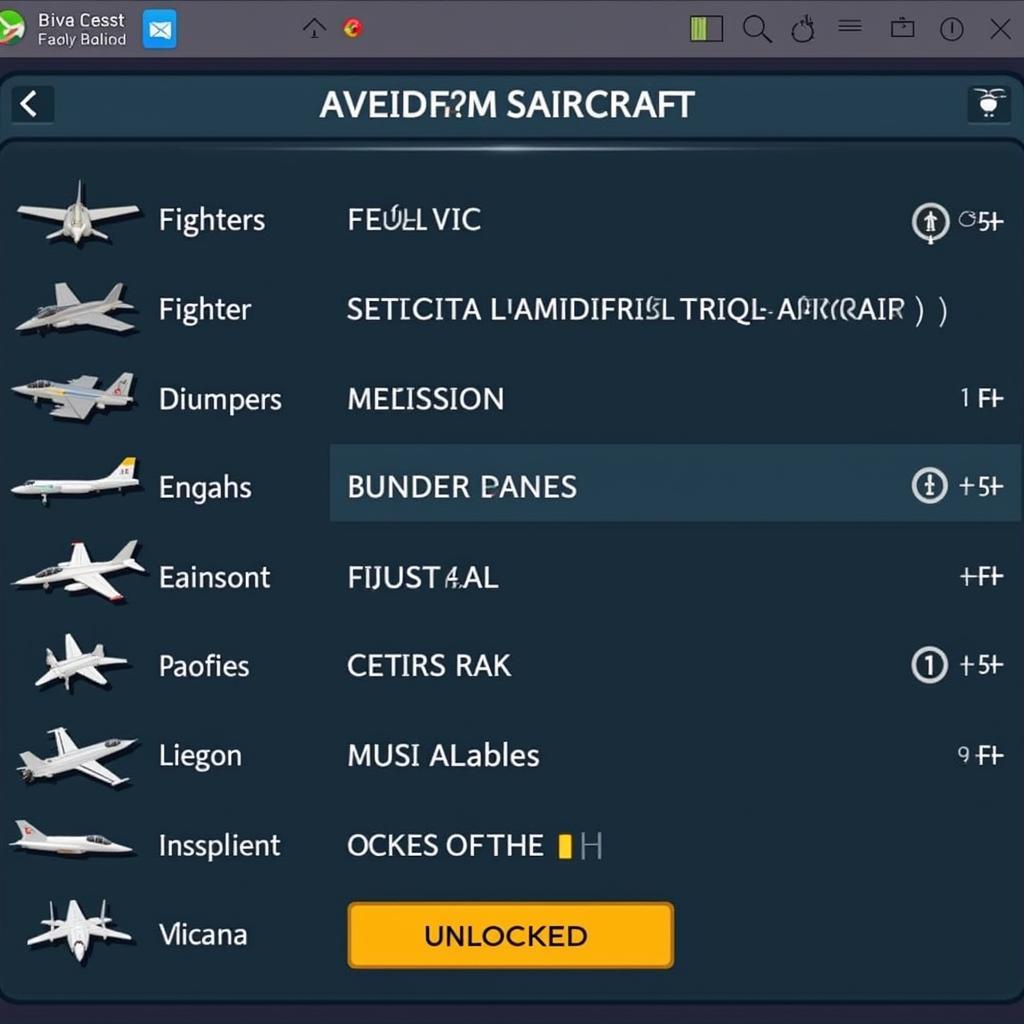 Hawk Freedom Squadron Mod APK Aircraft Selection Screen