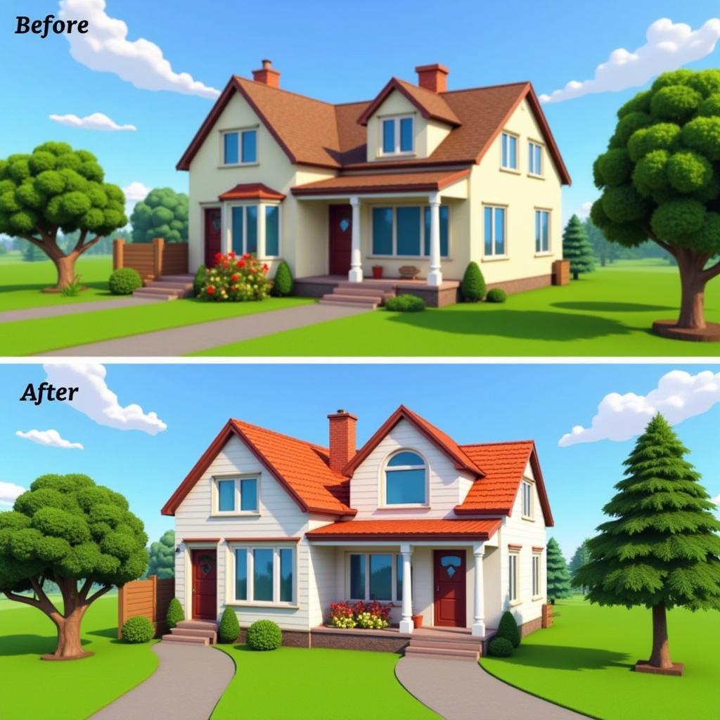 House Designer Fix and Flip Mod APK Before and After Comparison