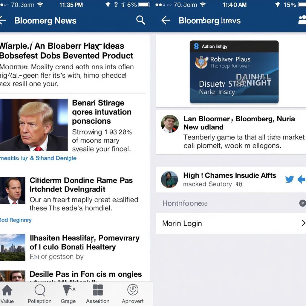 Official Bloomberg News App Interface