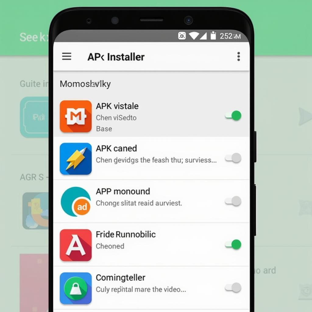 Popular auto APK installer apps on a smartphone screen