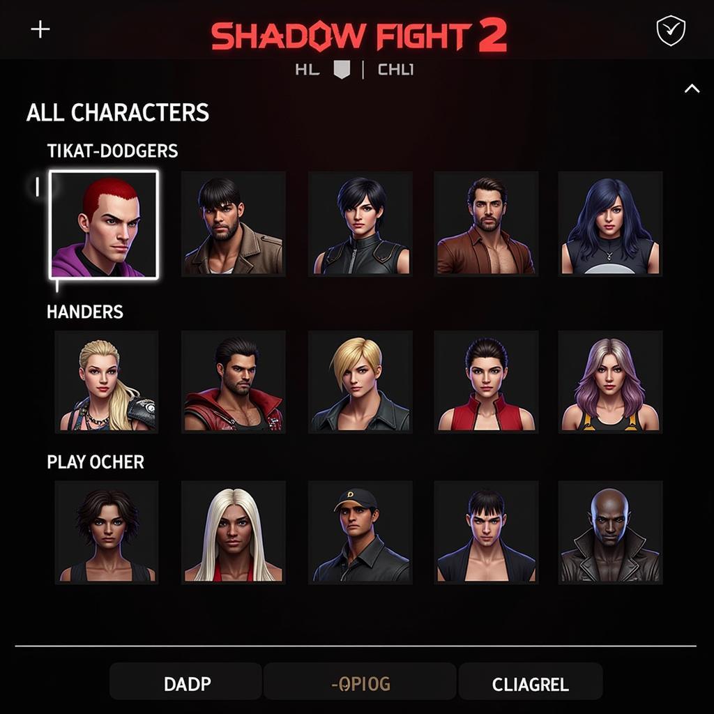 Shadow Fight 2 Hack APK Character Selection Screen