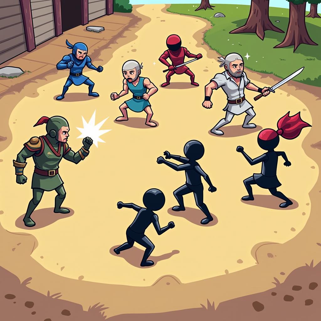 Stickman Warriors APK Combat Scene