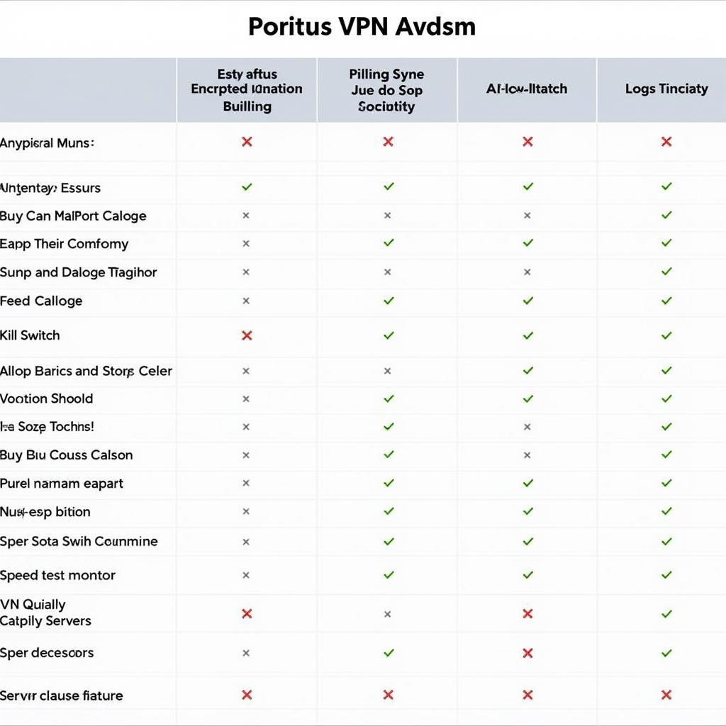 VPN APK Features Comparison Table