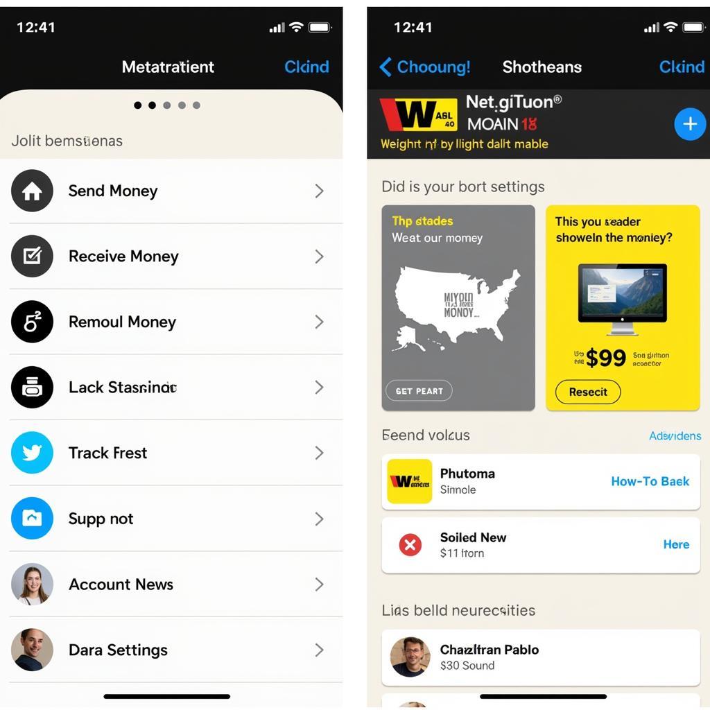 Western Union App Interface