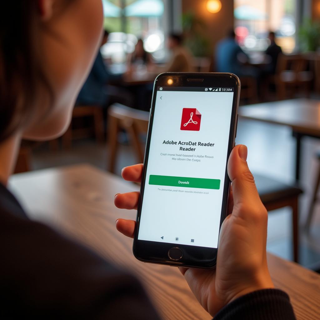 Adobe Acrobat Reader APK Download on Mobile: A user downloads the app from their phone.