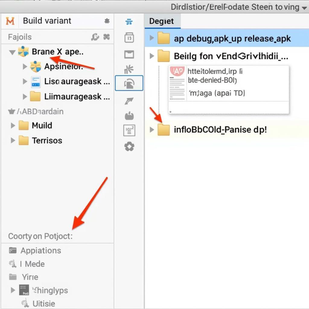 Navigating to the APK file location in the Project view of Android Studio