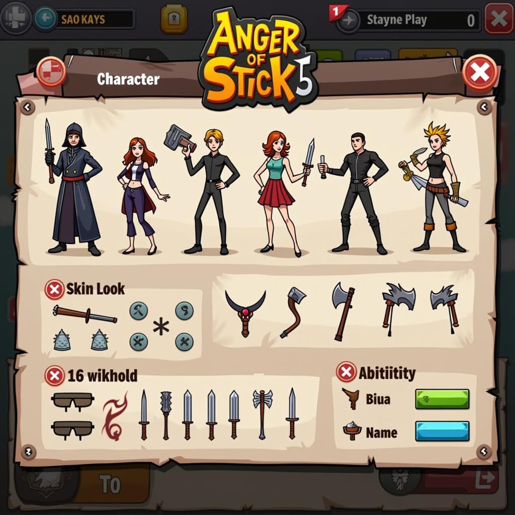 Anger of Stick 5 Mod APK Character Customization Screen