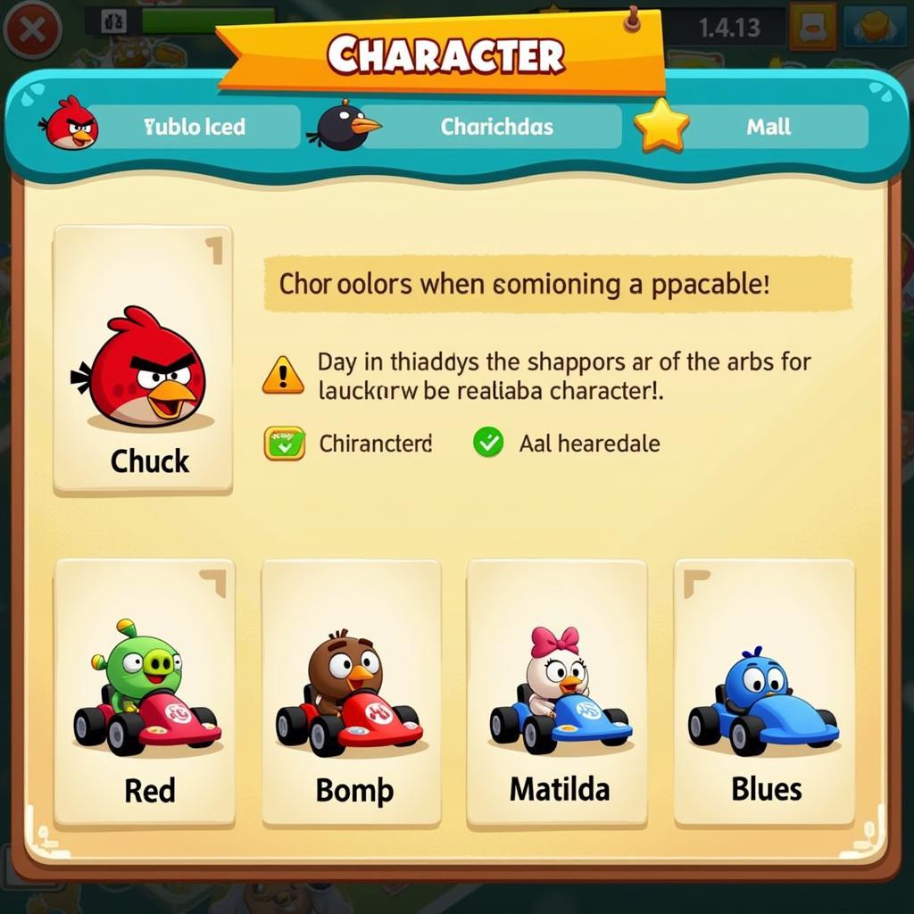 Angry Birds Go Mod APK Character Selection Screen