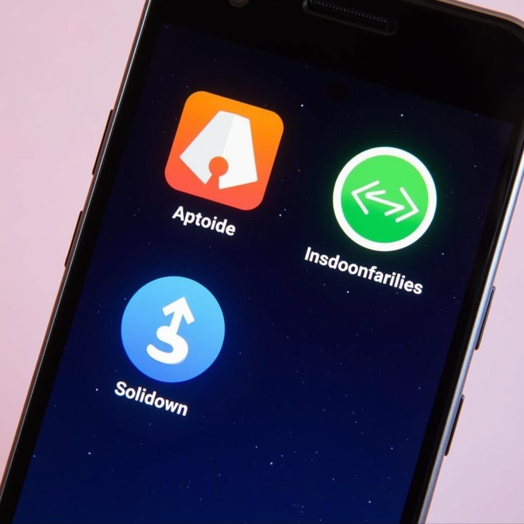 Aptoide and Uptodown app store icons on an Android phone screen