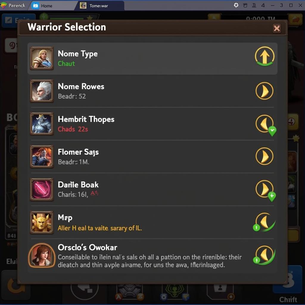 Arena War APK Warrior Selection Screen