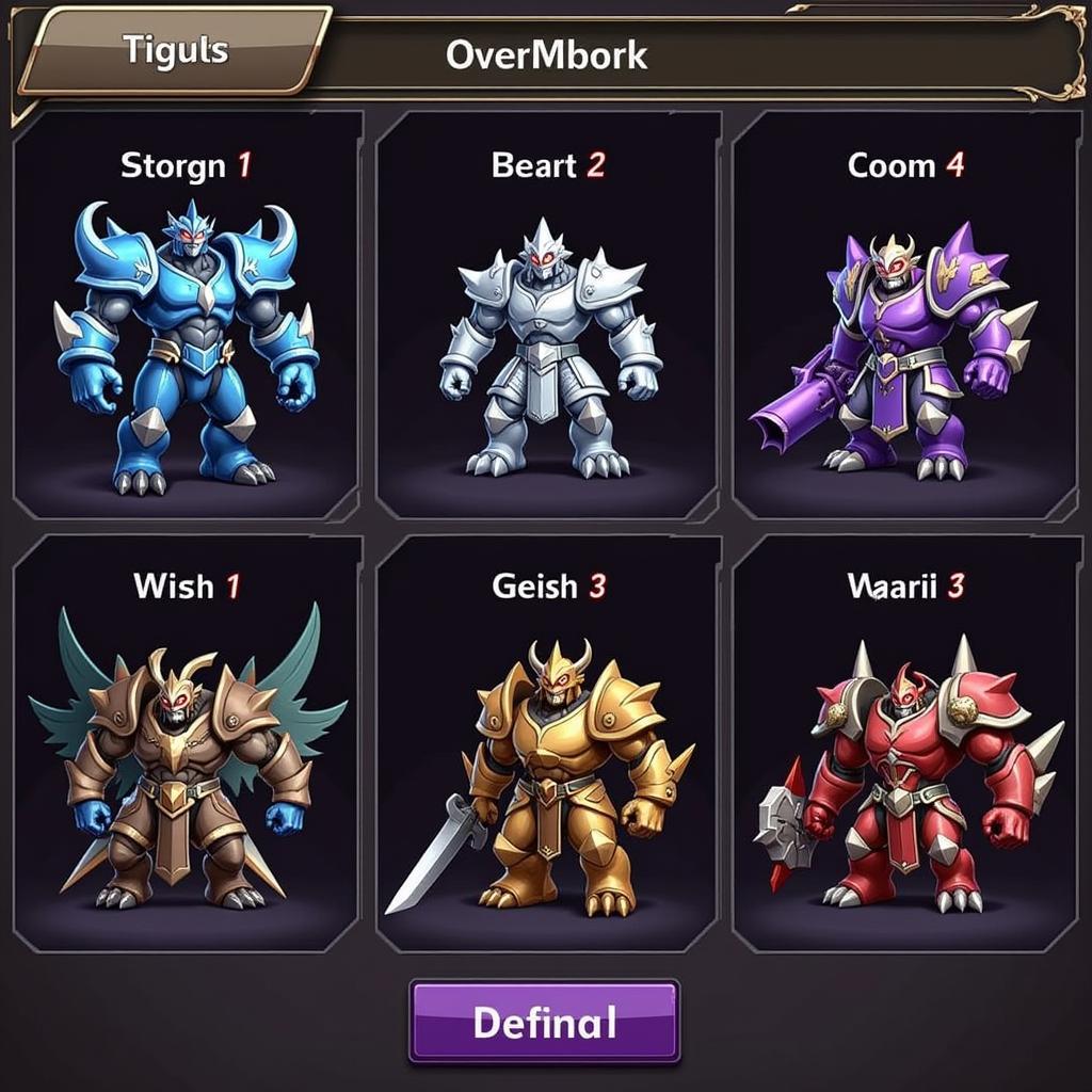 Armor Beast Fighting Mod APK Character Selection Screen