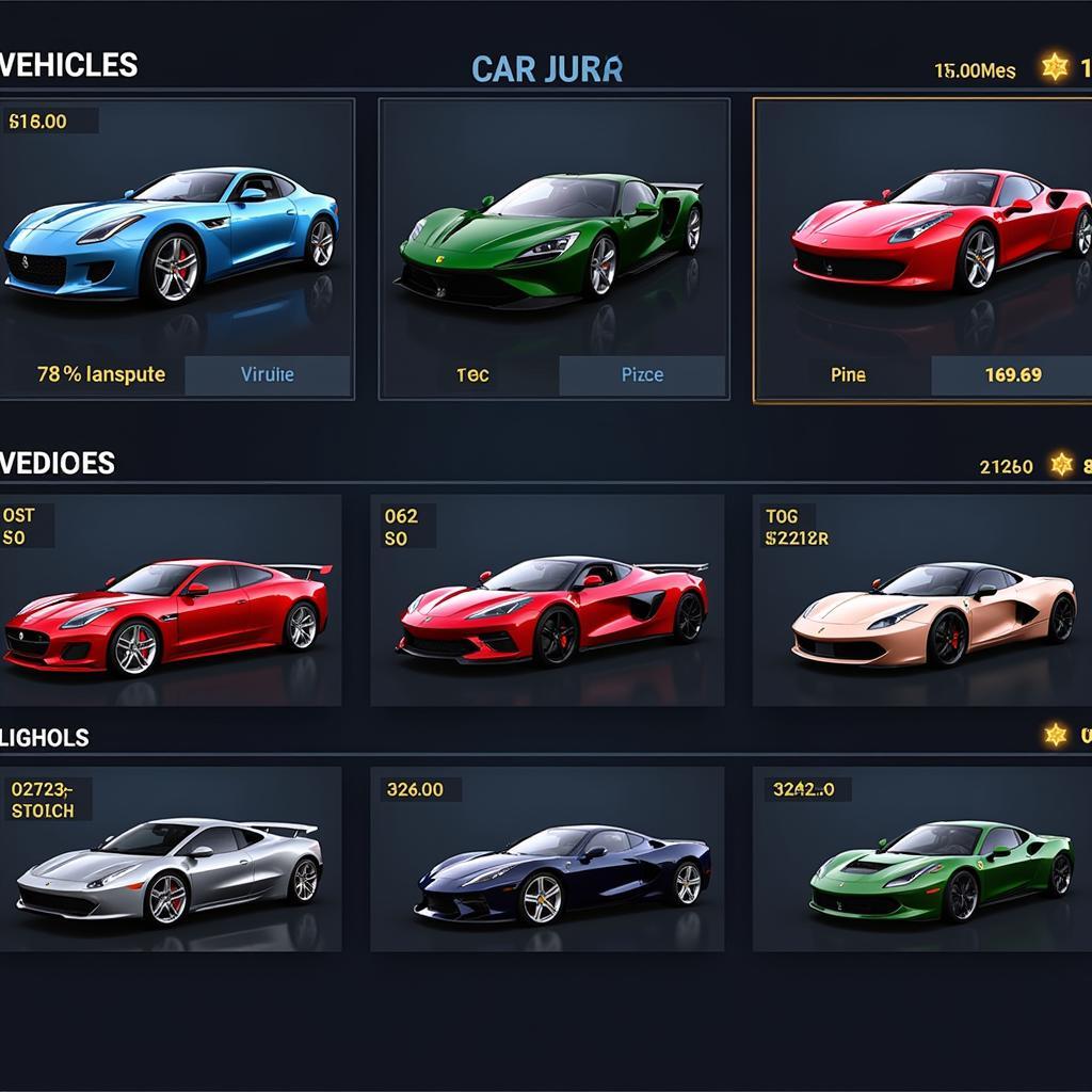 Asphalt 8 Mod APK Car Selection Screen