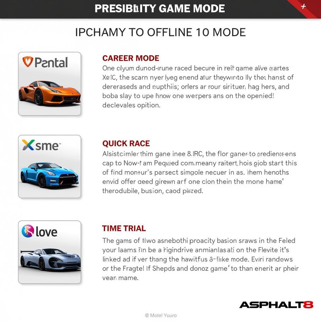 Asphalt 8 Offline Game Modes Overview