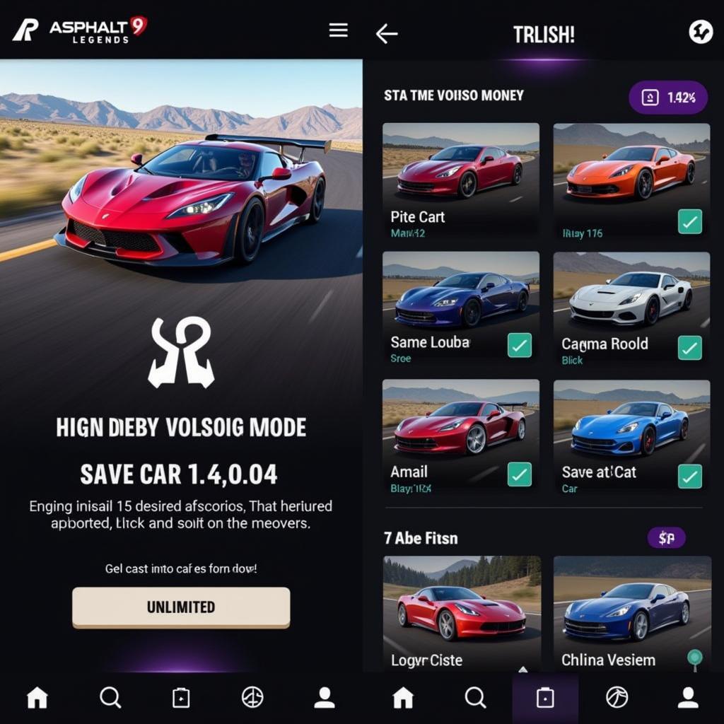 Asphalt 9 Legends Mod APK Car Selection