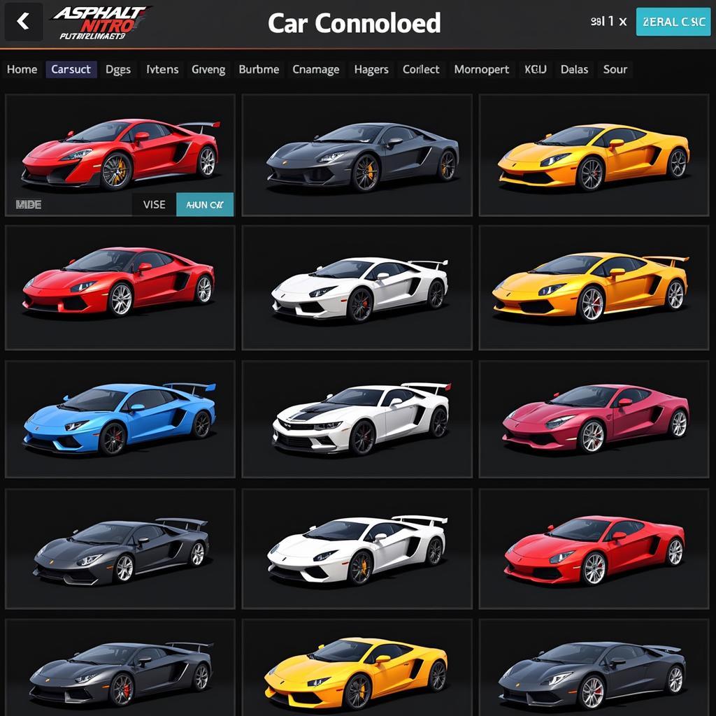 Asphalt Nitro Car Selection Screen