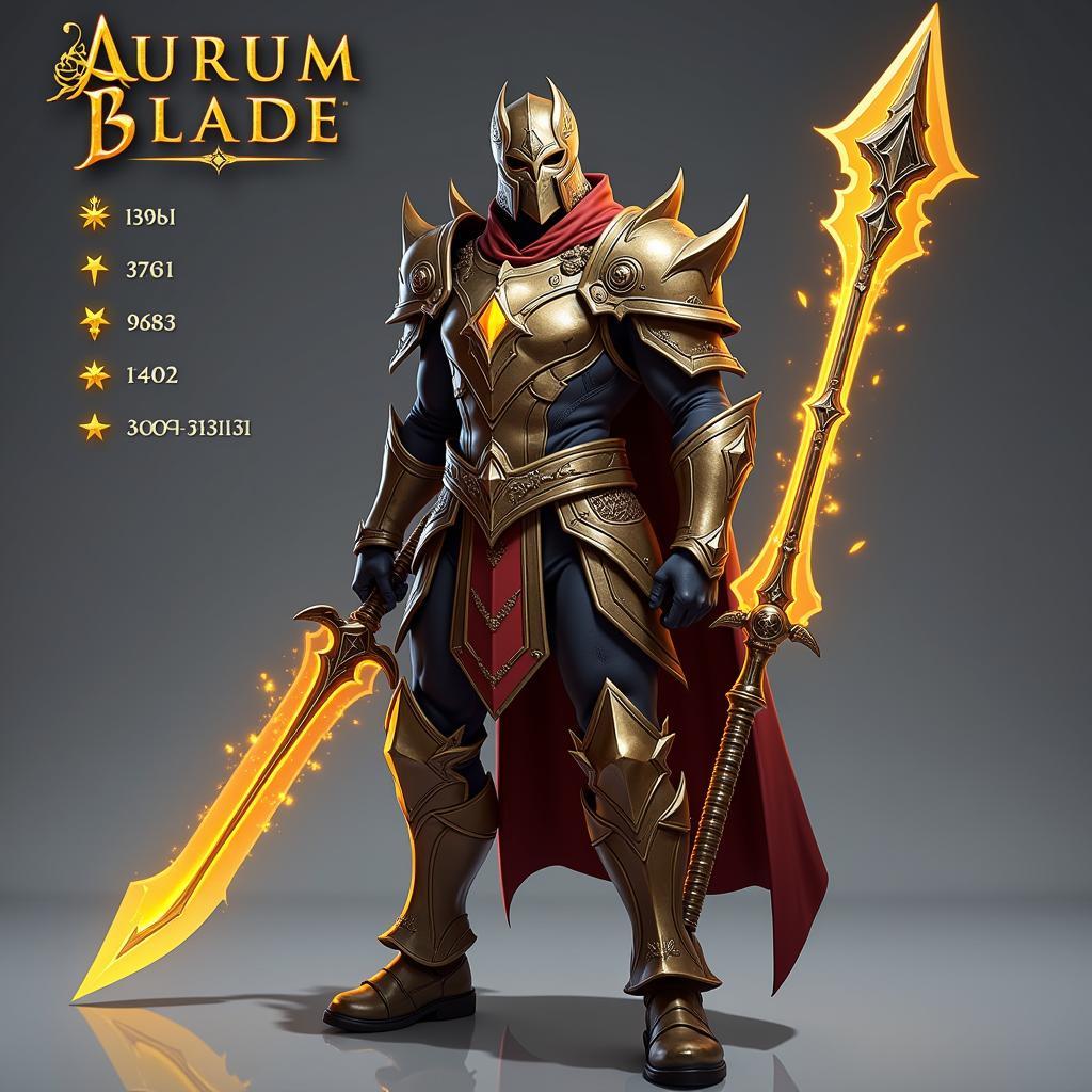 Aurum Blade character with maximized stats