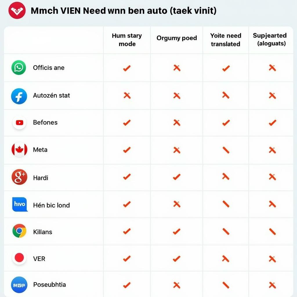 Comparison Chart of Popular Auto Anh Viet APKs