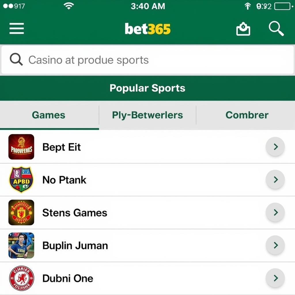 Bet365 Mobile APK Homepage