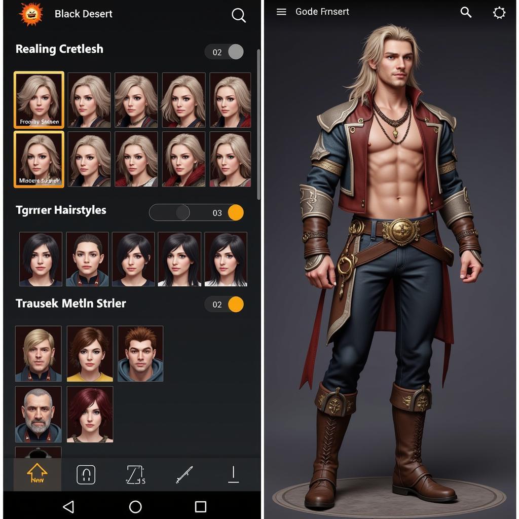 Black Desert Mobile Character Creation Screen