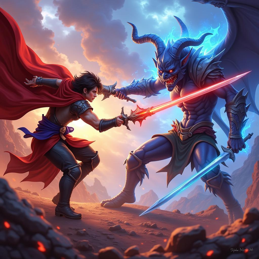 Epic Combat Scene in Blade of God APK