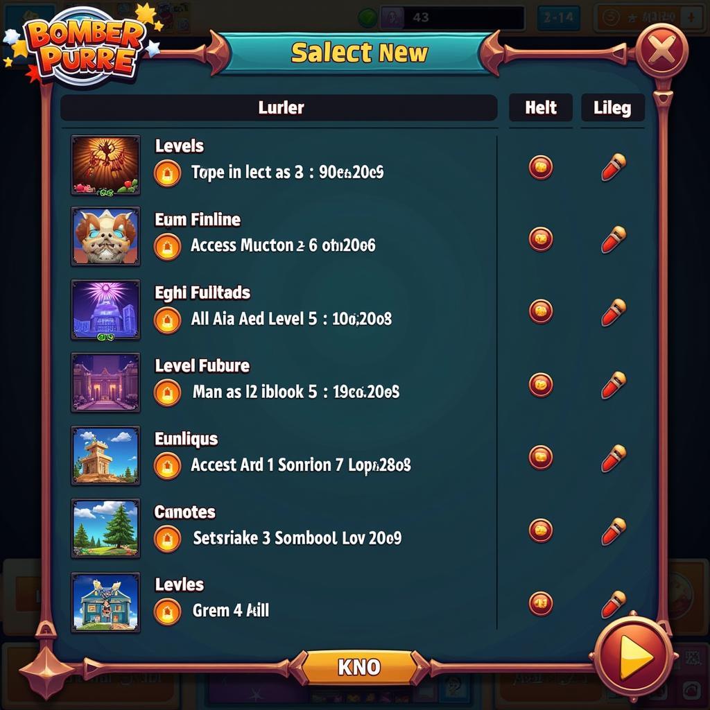 Bomber APK Purre Level Selection Screen