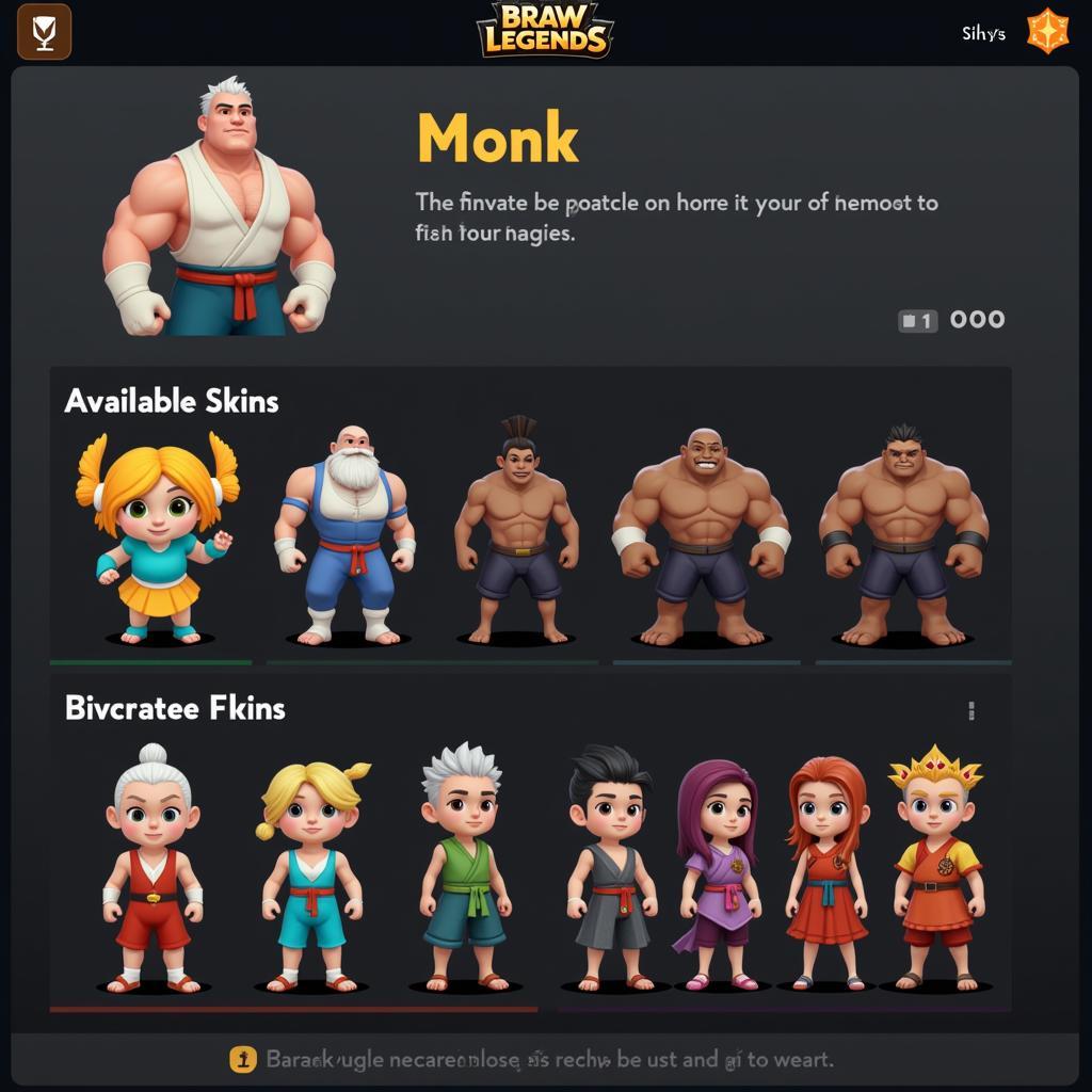 Braw Legends io Monk Character Selection Screen