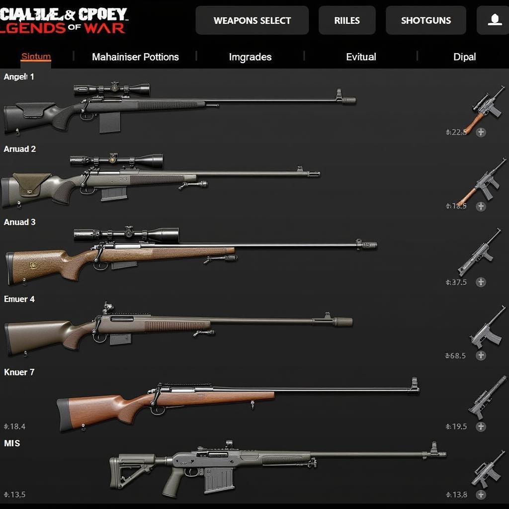 Weapon Selection in Call of Duty Legends of War