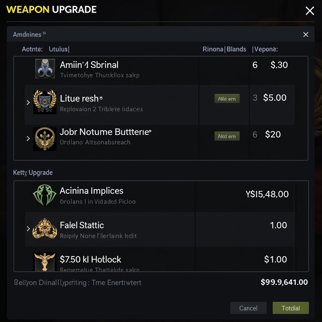 Clear Vision 4 Weapon Upgrade Screen