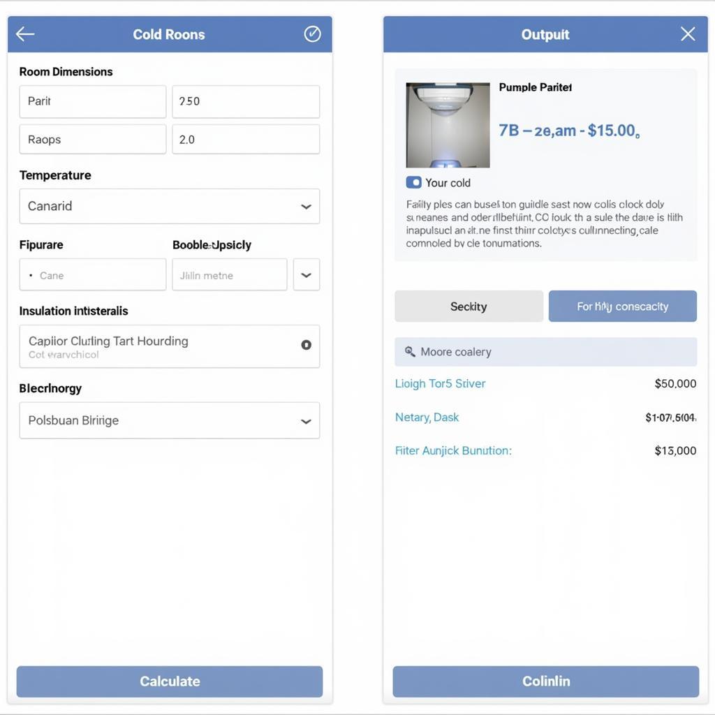 Cold Room Calculator App Interface