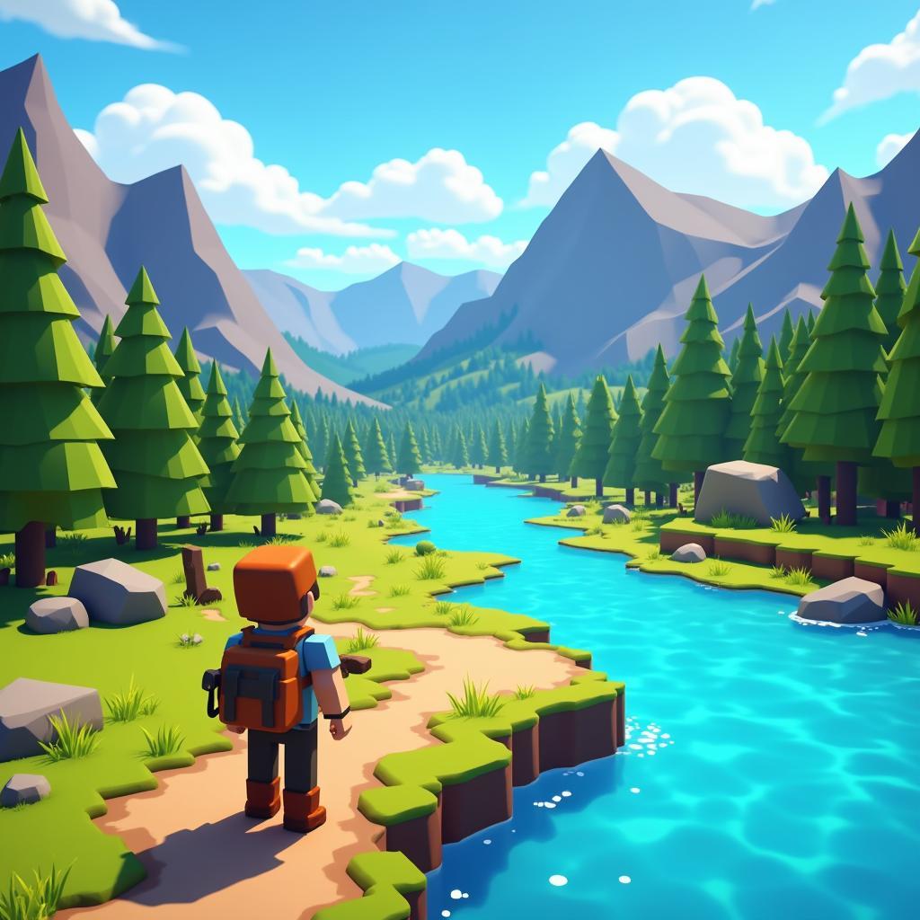 Exploring a vibrant world in a craft exploration APK