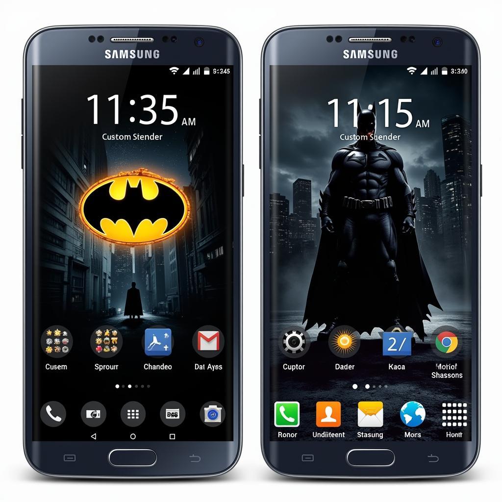 Customized Batman theme on a Samsung phone homescreen