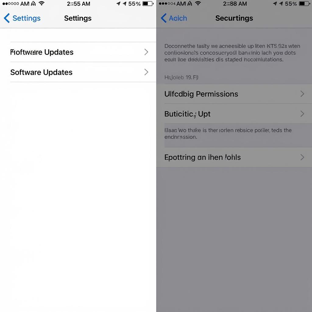 iOS Security Settings Screen