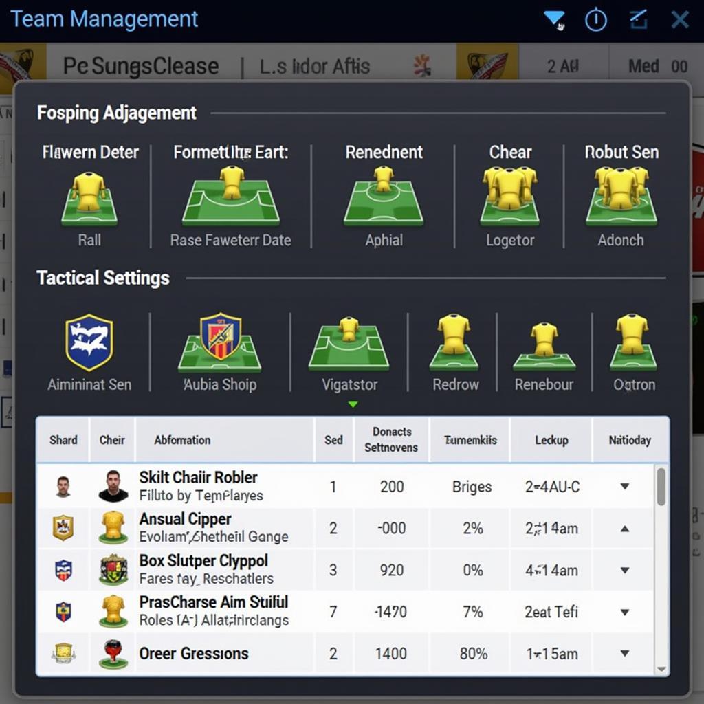 Perfect Eleven Mod APK Team Management Interface