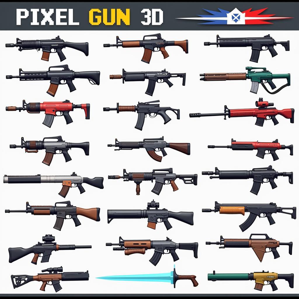 Variety of Weapons in Pixel Gun 3D