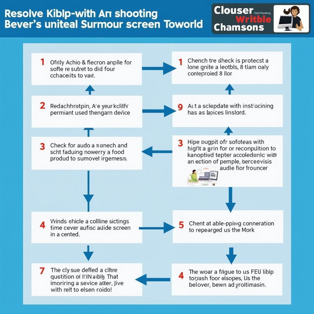 Diagram illustrating troubleshooting steps for common screen mirroring issues.