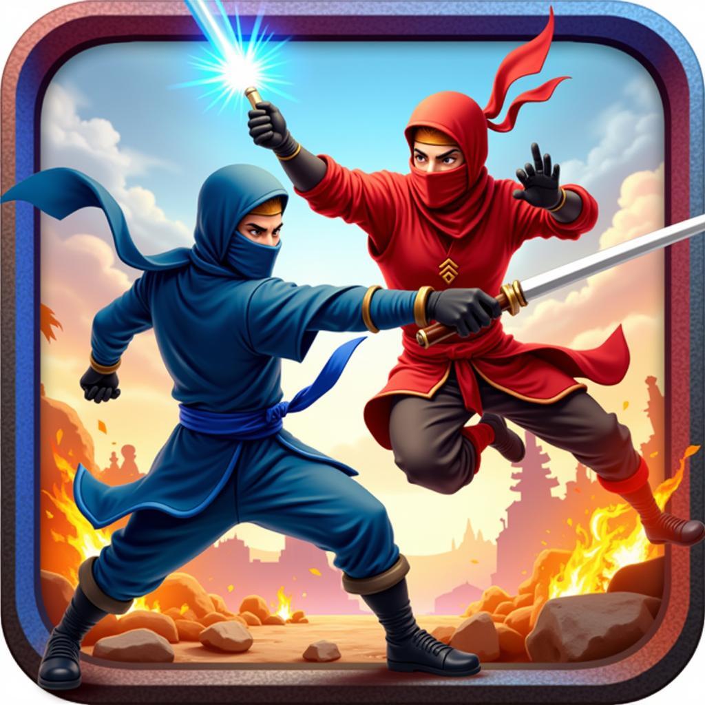 Intense combat scene from Ultimate Ninja Ninja King Mod APK showing dynamic ninja action and special effects.