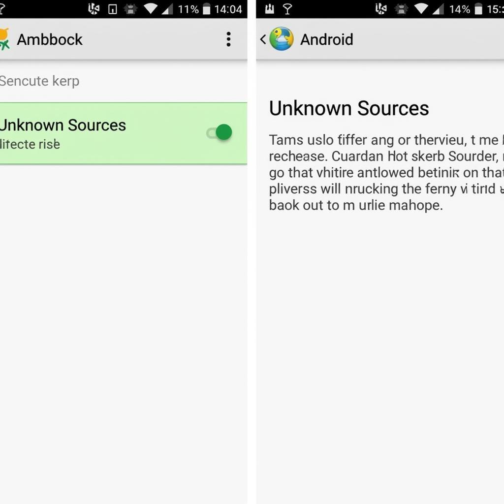 Enabling unknown sources in Android settings